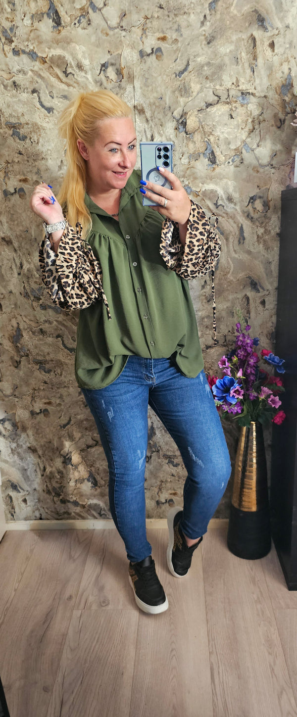 LEOPARD BLOUSE | KHAKI