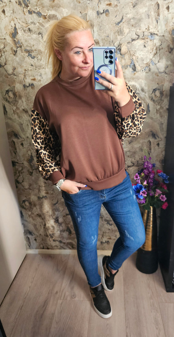 LEOPARD TWIST TRUI | ROESTBRUIN