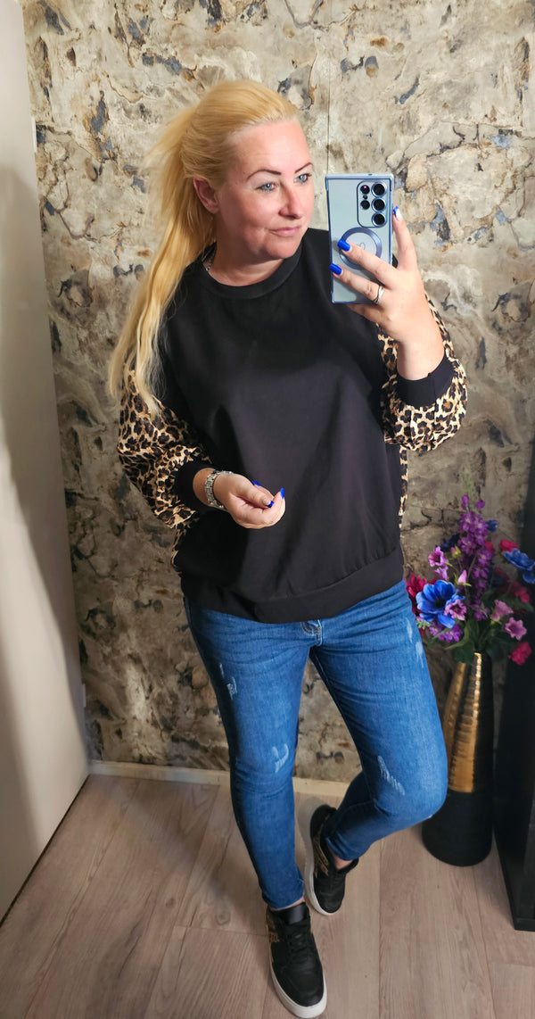 LEOPARD TWIST TRUI | ZWART