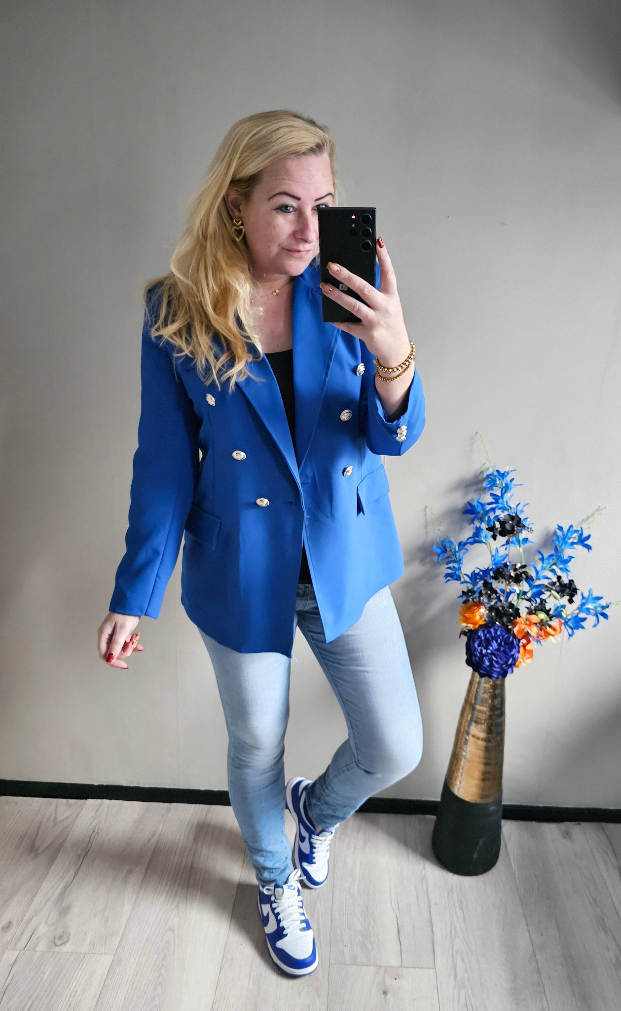 BUTTON BLAZER | KOBALT BLAUW