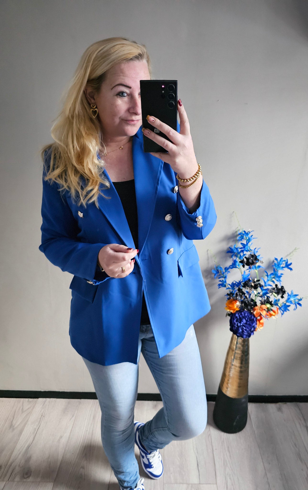 BUTTON BLAZER | KOBALT BLAUW