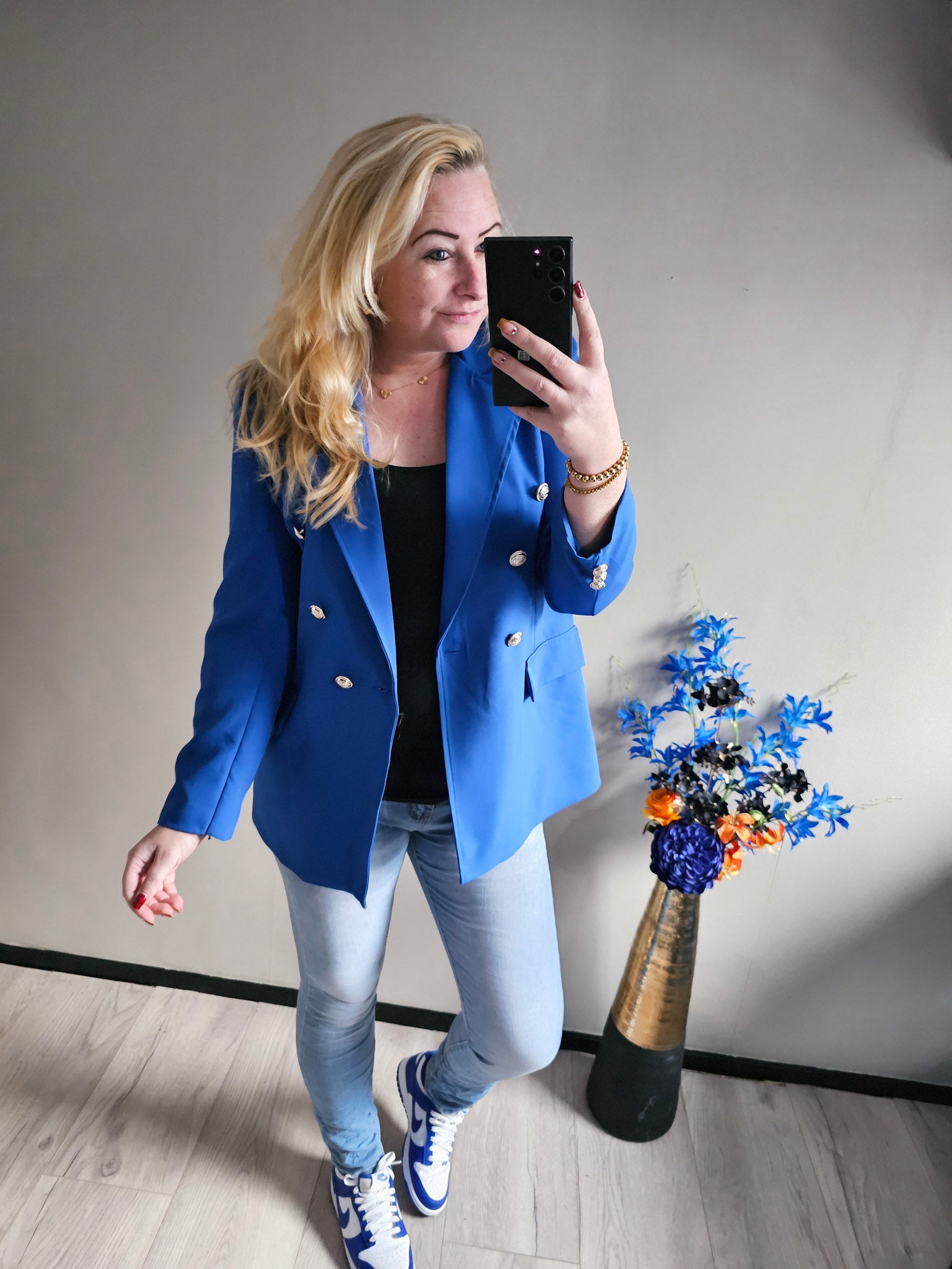 BUTTON BLAZER | KOBALT BLAUW