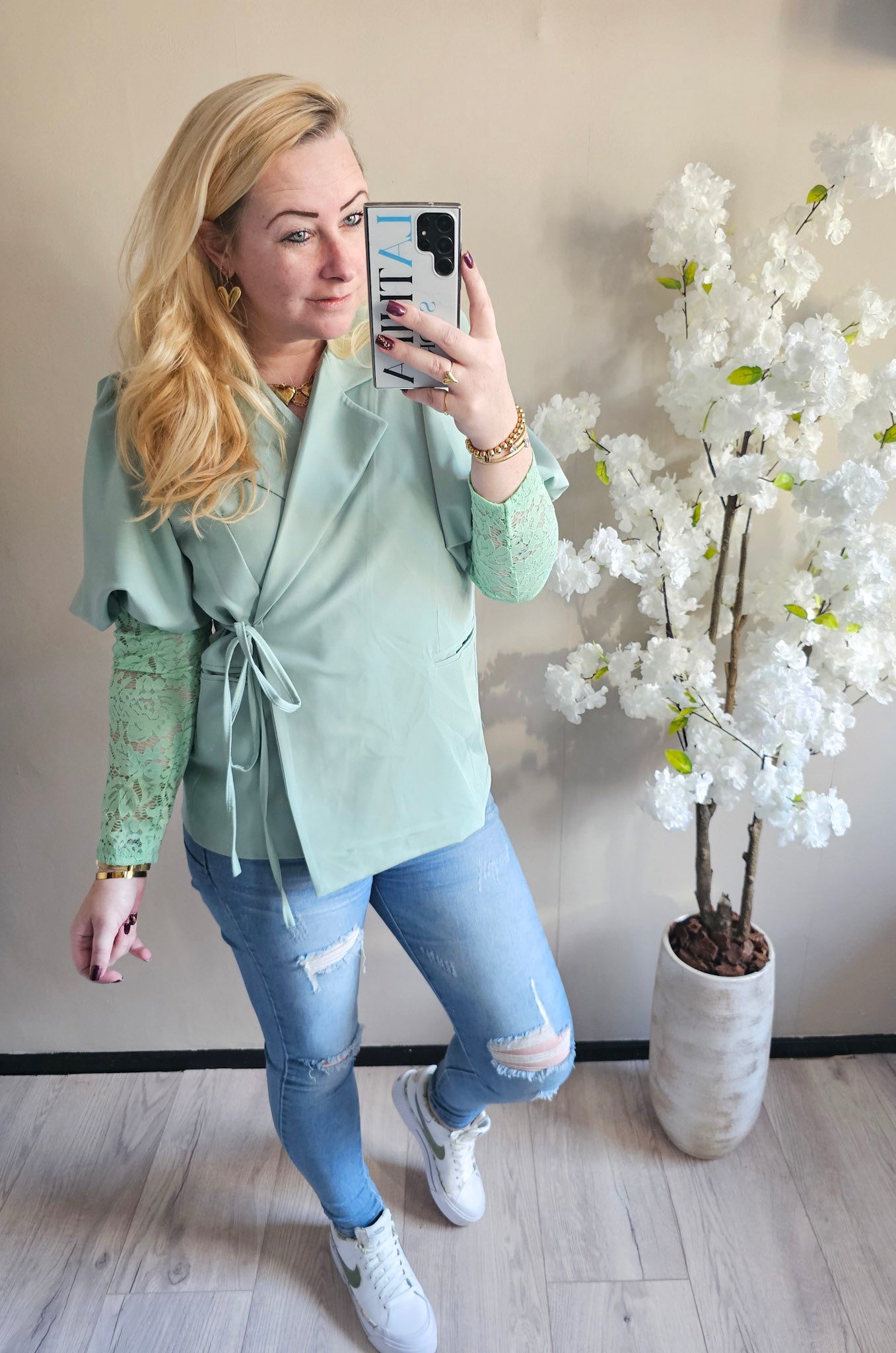 LACE SLEEVE BLAZER | ZEEGROEN