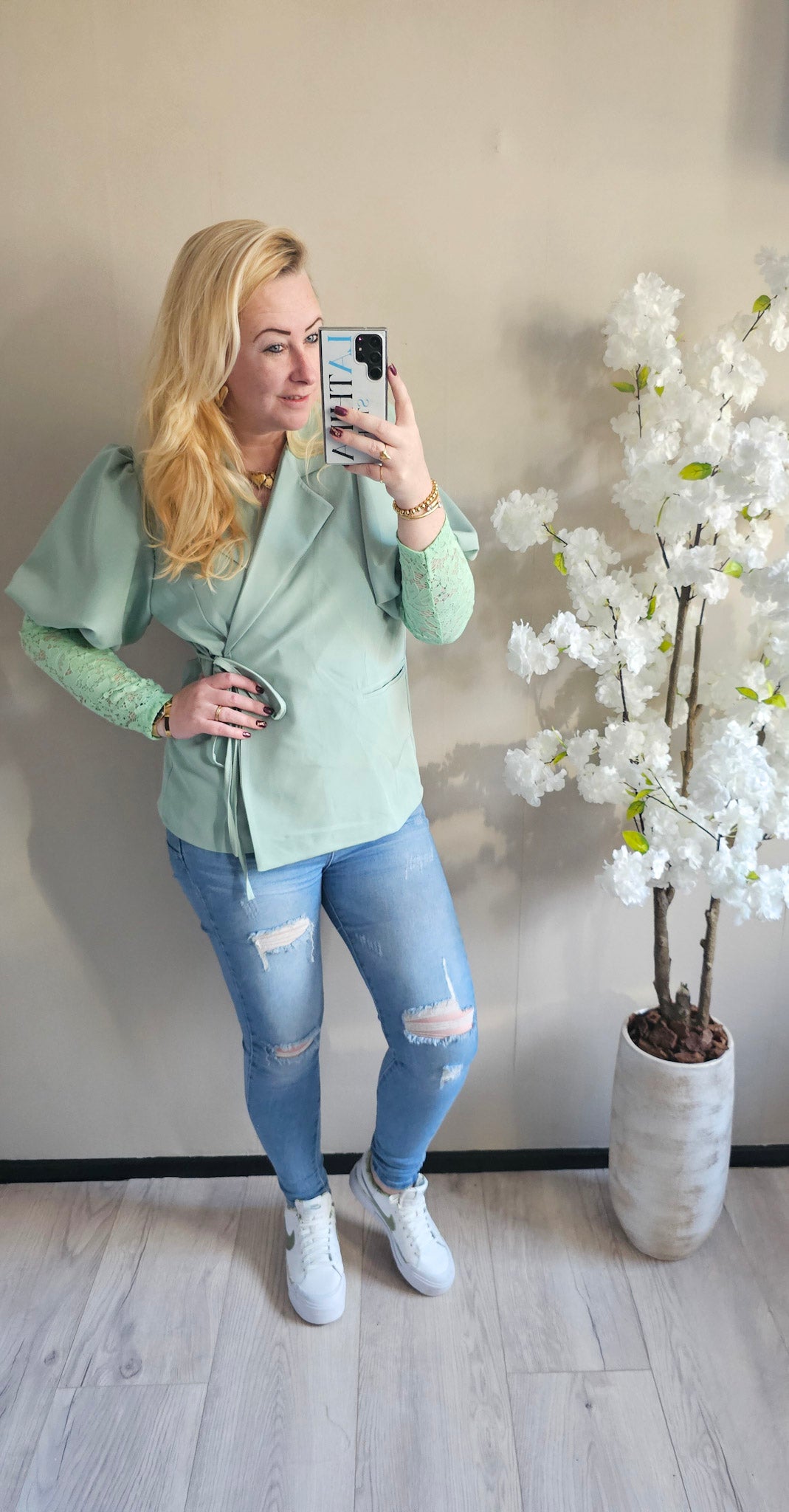 LACE SLEEVE BLAZER | ZEEGROEN