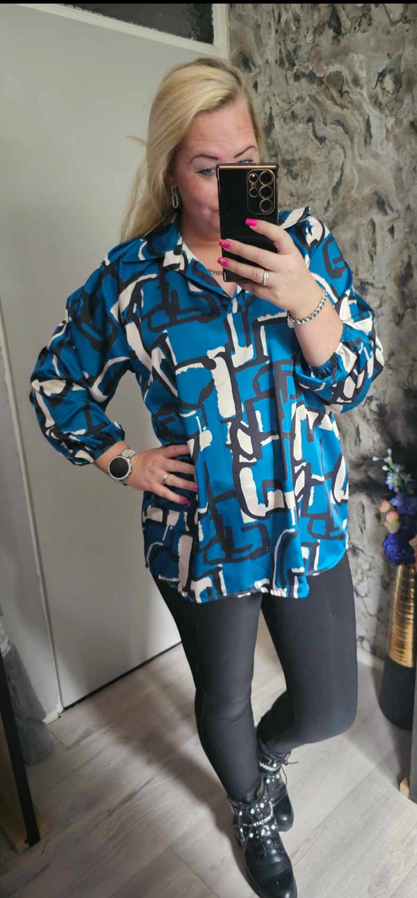 BLOUSE SATIN PRINT | PETROL