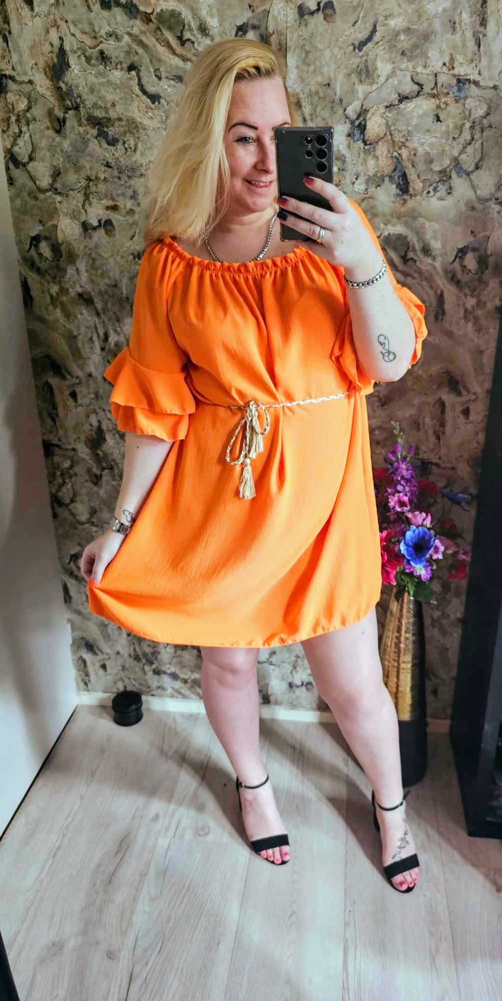 OFF SHOULDER JURK | ORANJE