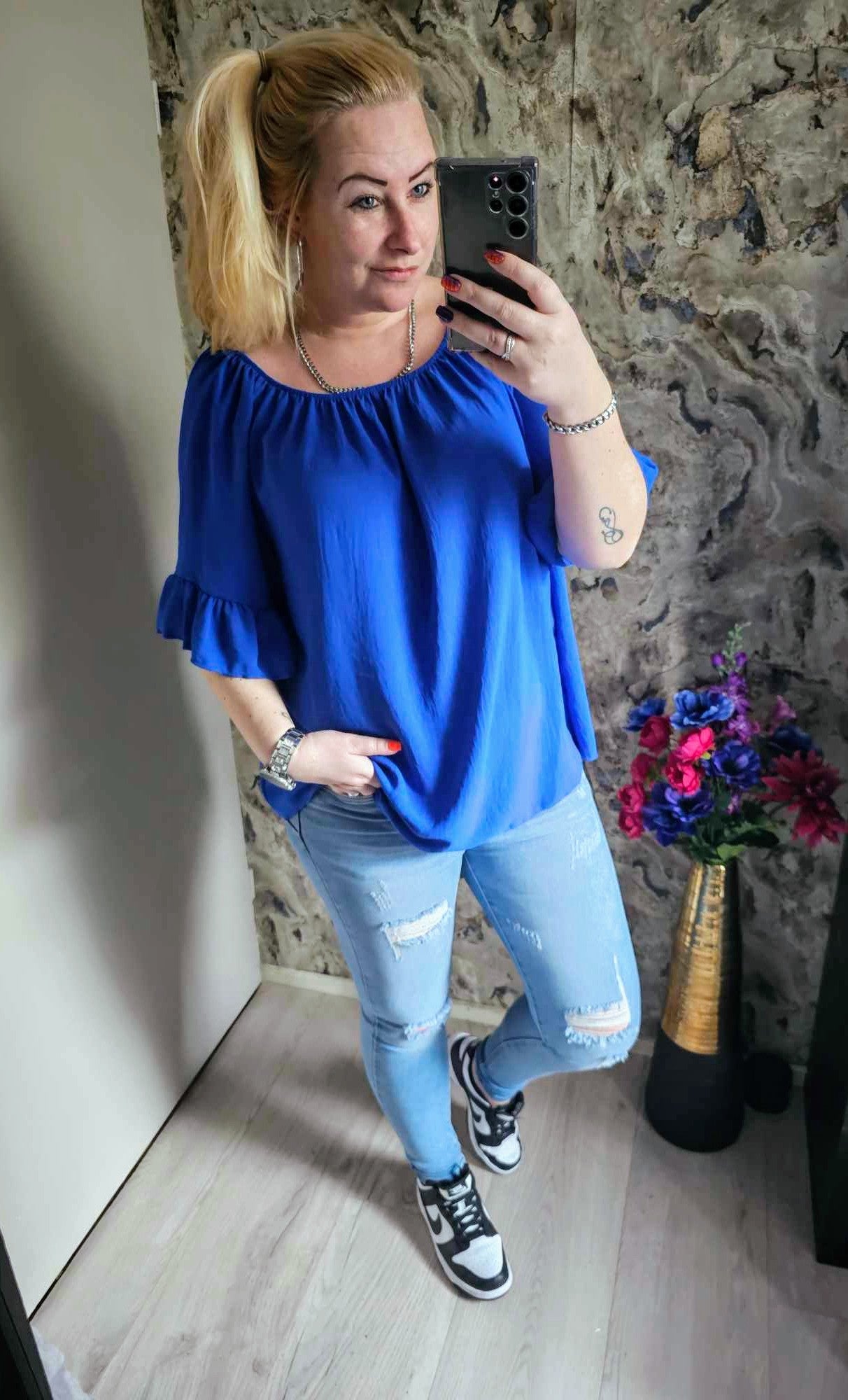 OFF SHOULDER TOP | KOBALT BLAUW