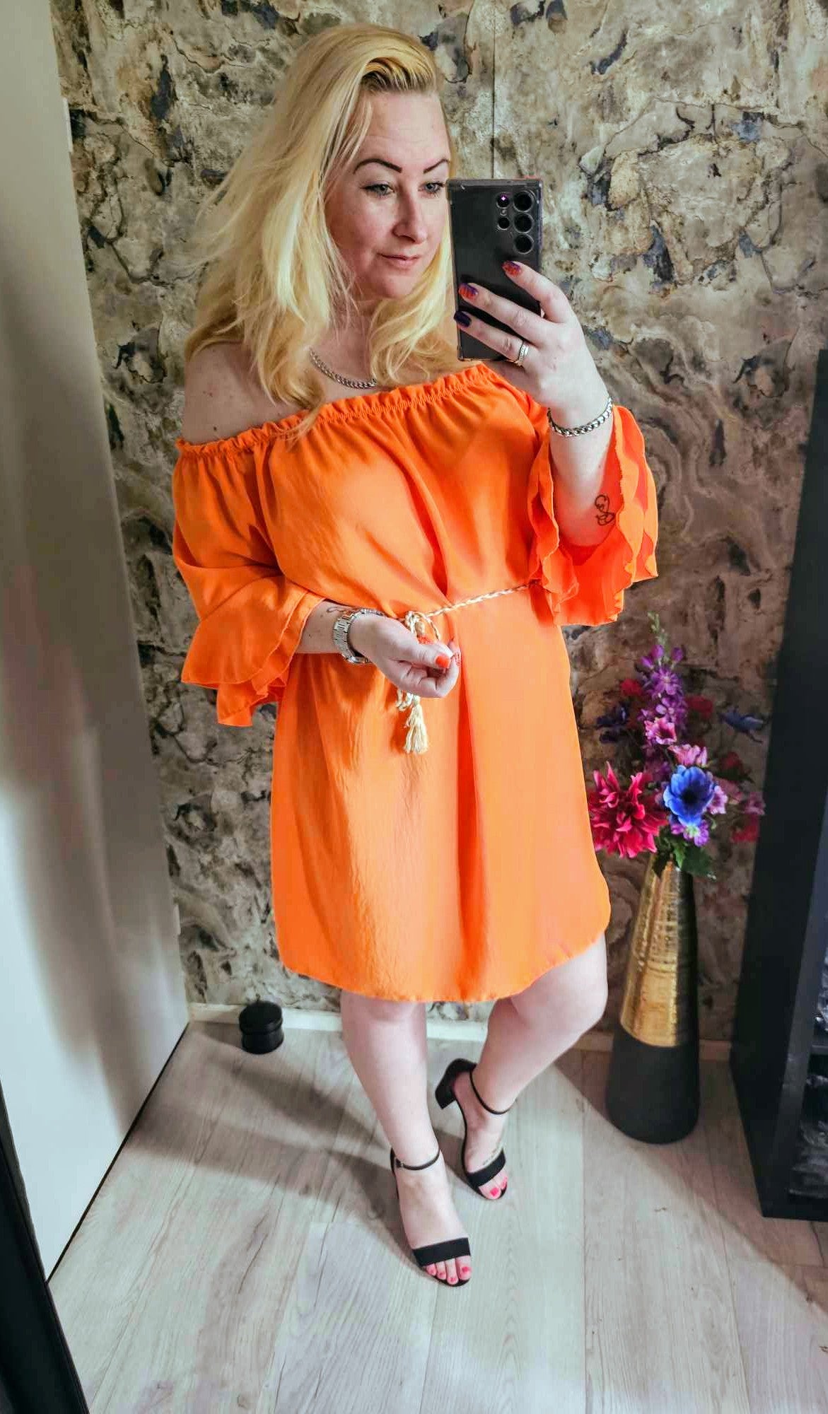 OFF SHOULDER JURK | ORANJE